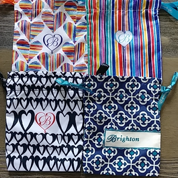 Brighton Jewelry - Lot/4 BRIGHTON Jewelry Pouch Drawstring Fabric Bag
